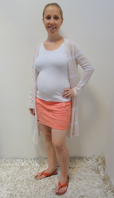 Těhotenské oblečení - těhotenská sukně s tílkem a kardiganem
